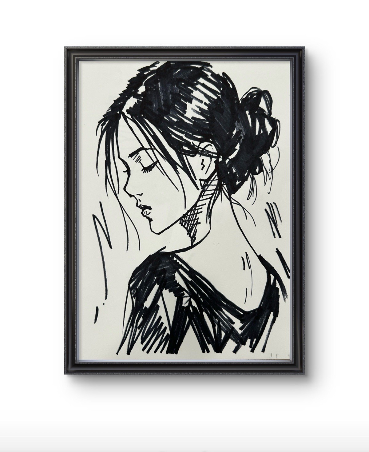Original Abstract Woman Portrait Painting 9×12 paper Modern Wall Art Home Decor