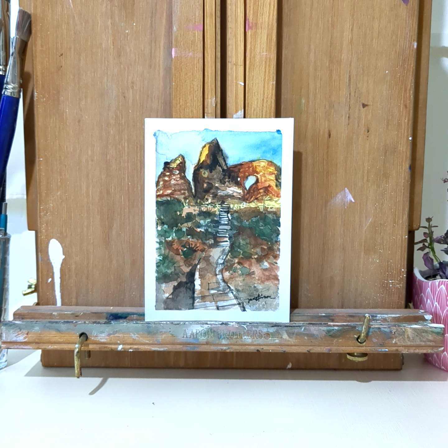 Original Watercolor Painting Arches National Park Moab Utah 5×7 by Jake J