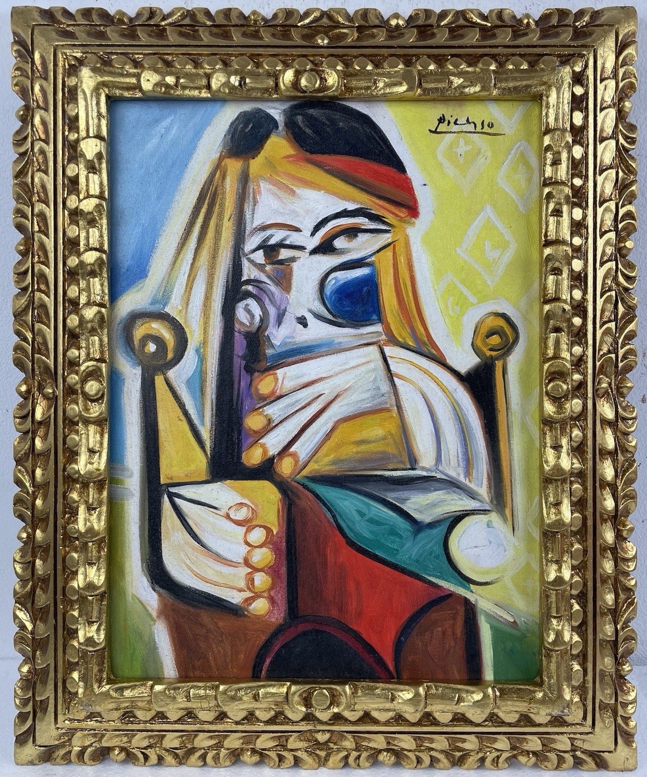 Pablo Picasso Oil On Canvas (Handmade) signed and stamped Framed