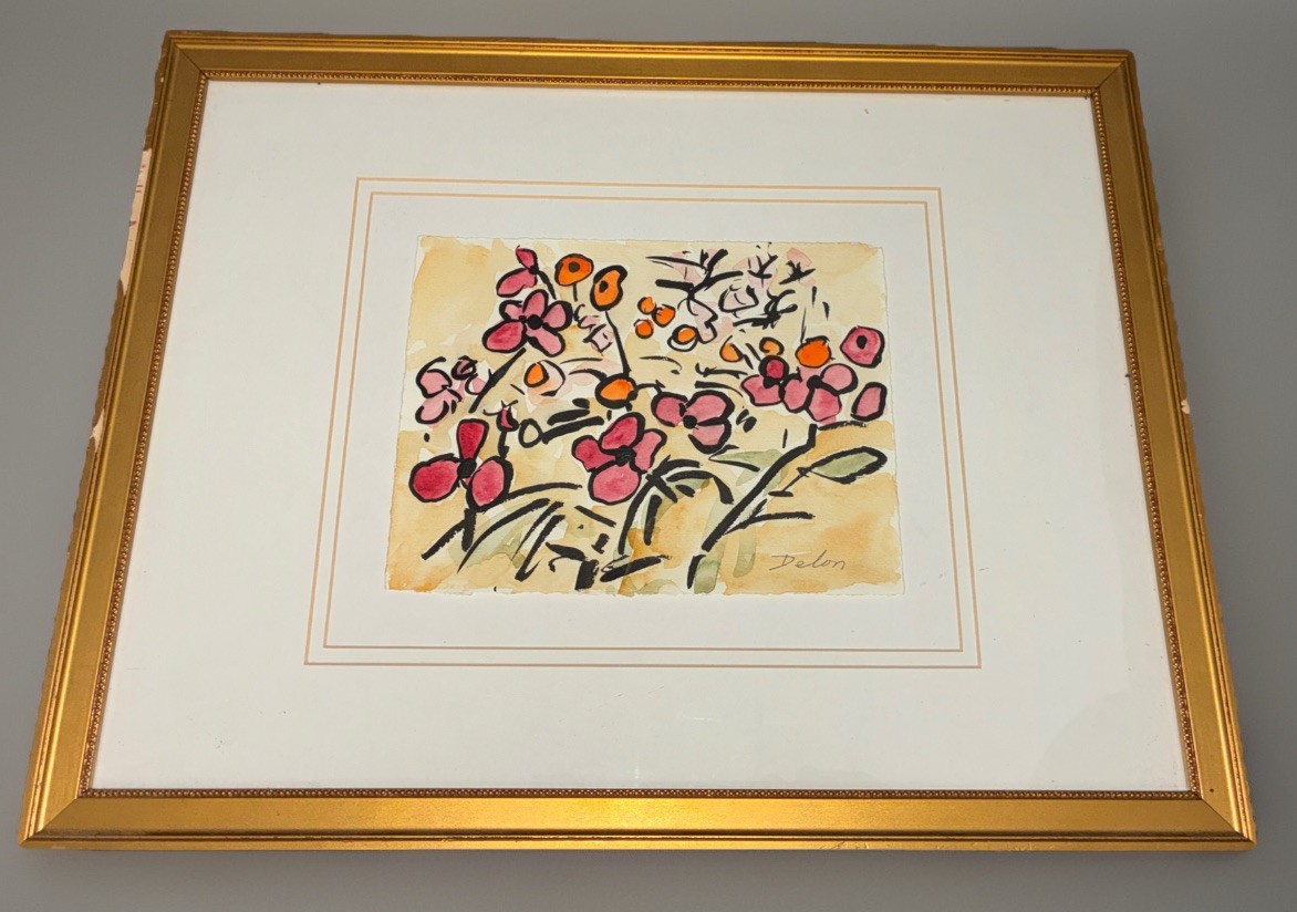 Original IVY DELON- Colorado Contemporary Floral Watercolor Framed/Matted/Signed