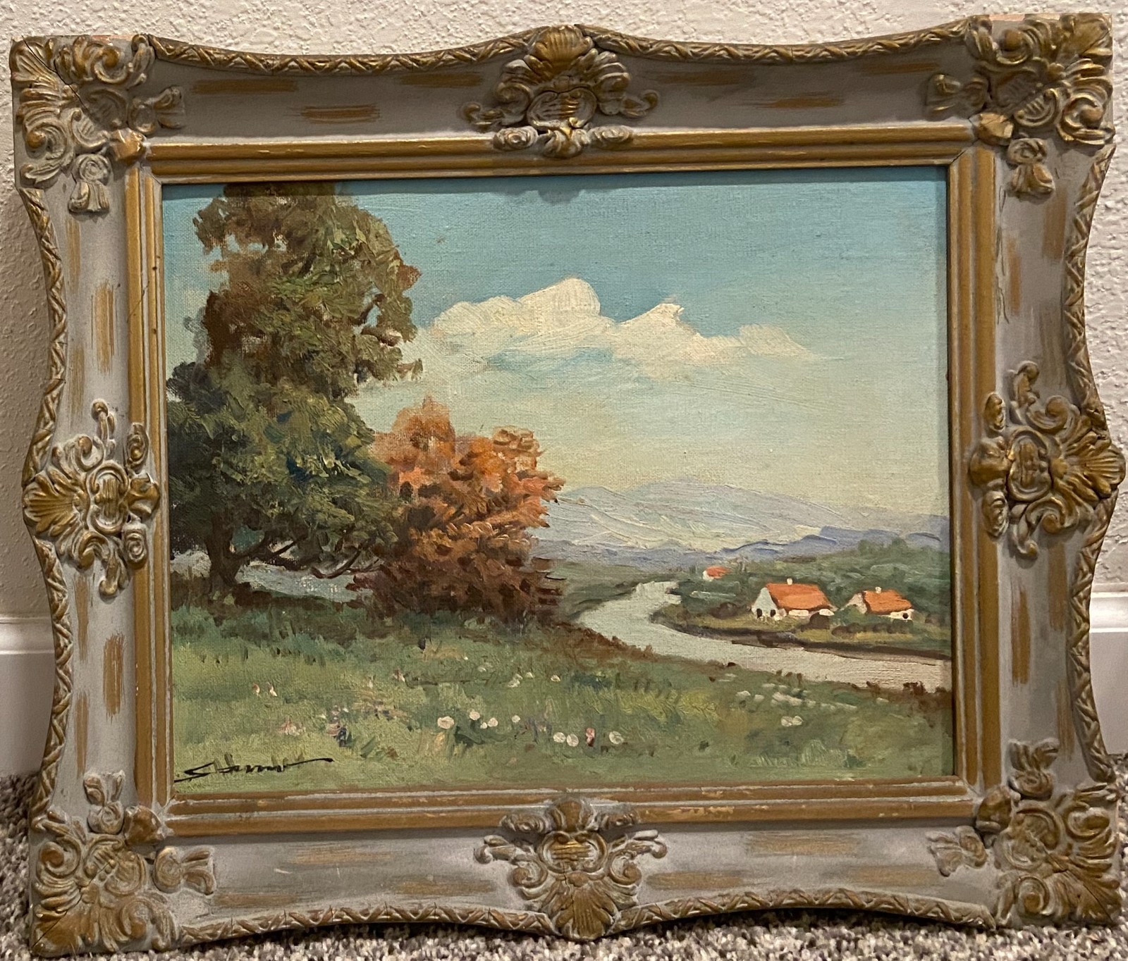 Framed Signed Vintage (Wisconsin?) Landscape – 18″ x 15″ – rural