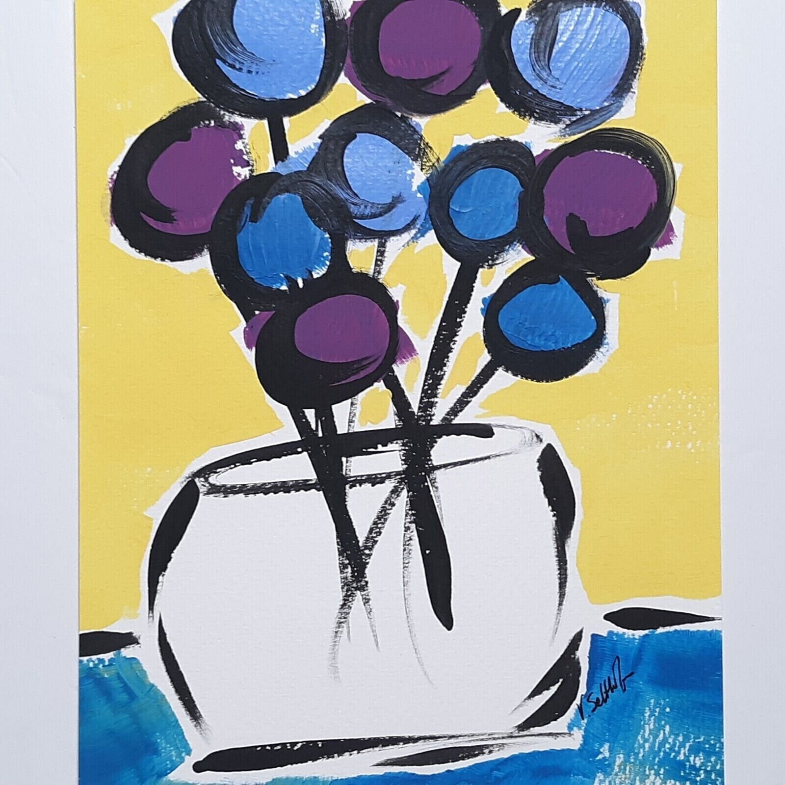 Floral Art Original Abstract Flower 8×10 Painting Modern Pop Art Minimalist
