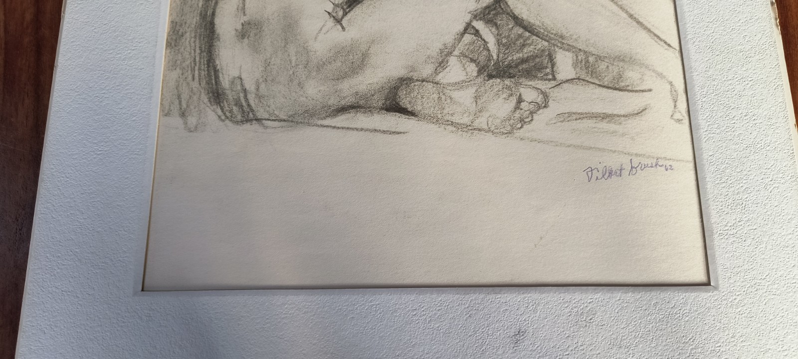 Hilda Rubin Listed Artist Signed Charcoal Drawing Nude Woman 1962 MCM #12