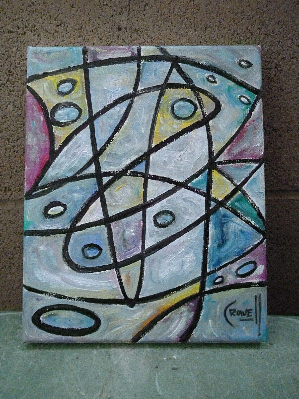 THE FINAL ACT abstract NEW painting 8×10 canvas original WOW art signed Crowell