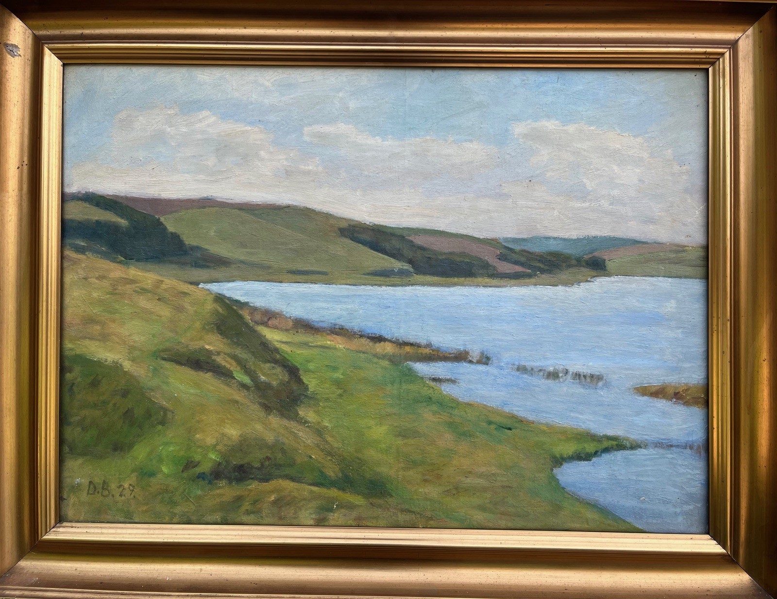 Impressionist Wide Coastal Landscape Oil Painting 1929 Dated