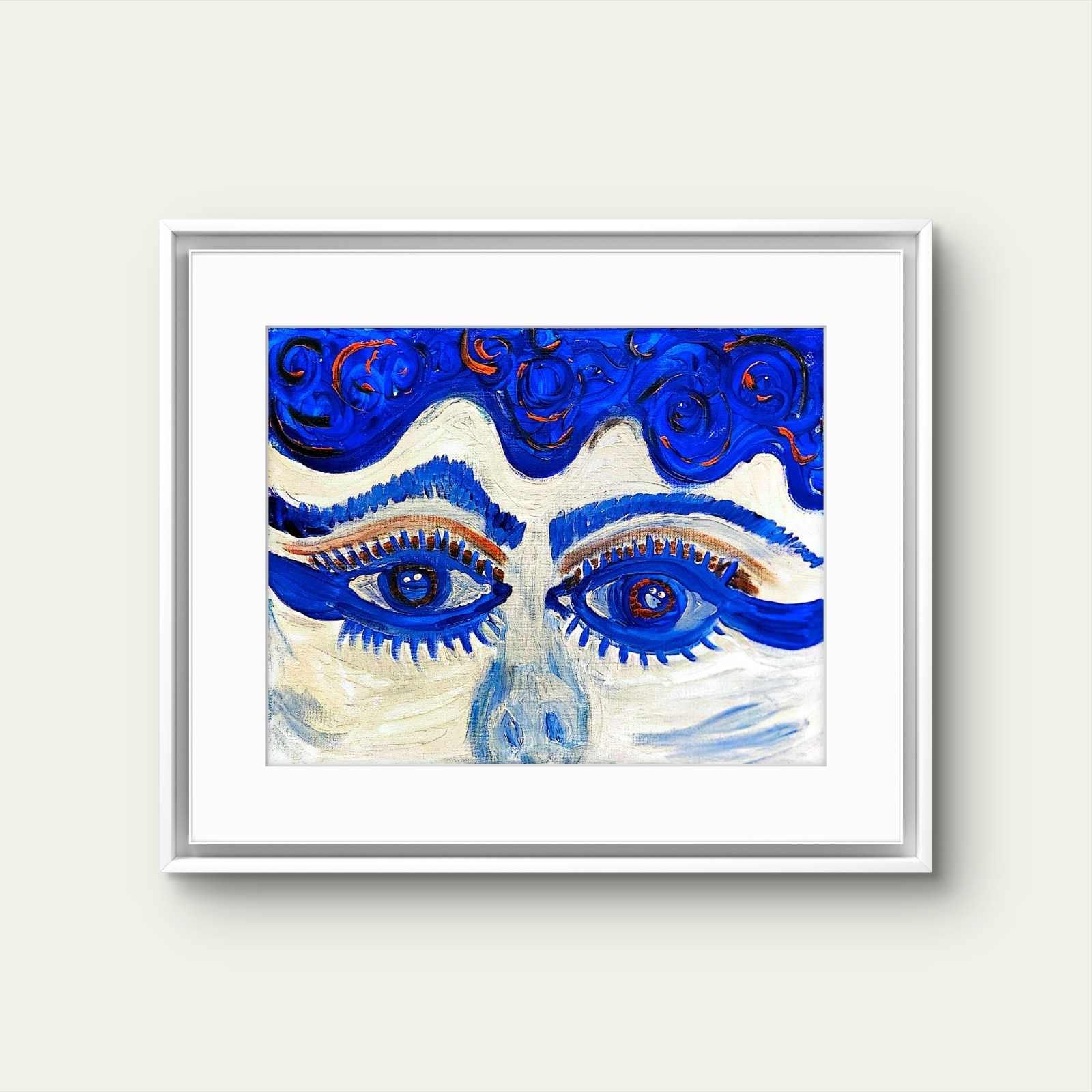 Blue Lady Eyes Unique Abstract Expressionism Wall Art Canvas Acrylic 11×14