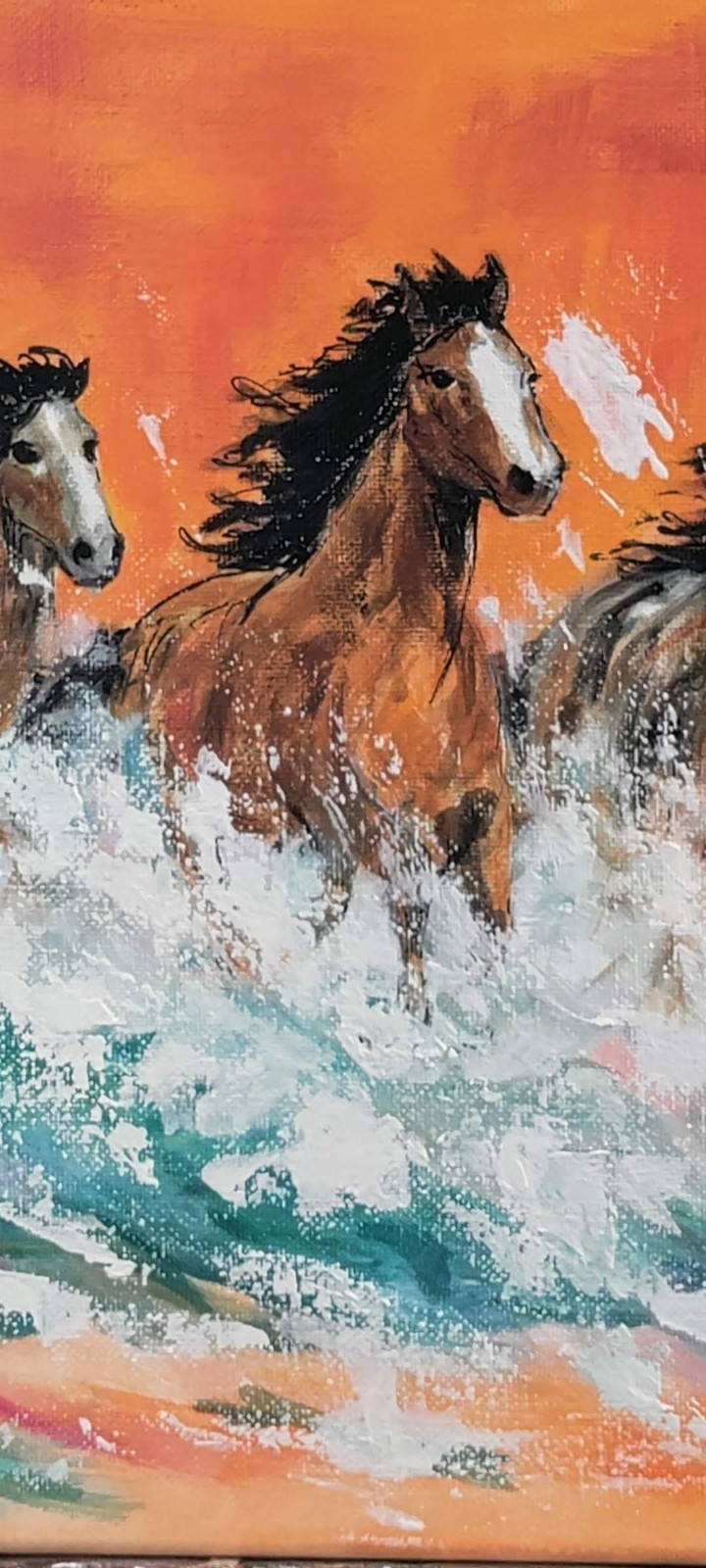 Original Abstract Expressionist 14 x 11 Wild Horses Acrylic Canvas Painting