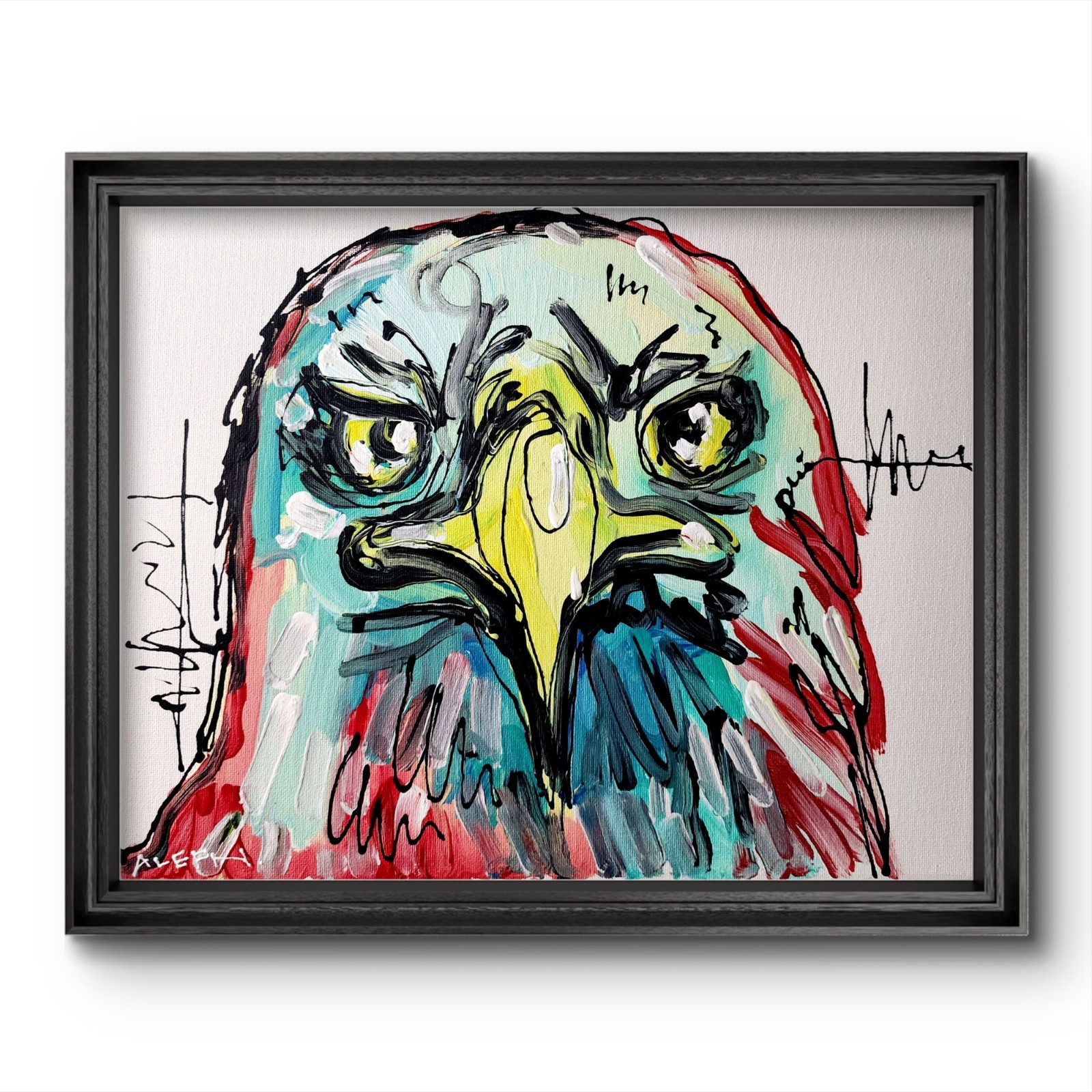 Aleph Hand Painted Bird 14×11 Abstract Expressionist Decor Painting Canvas