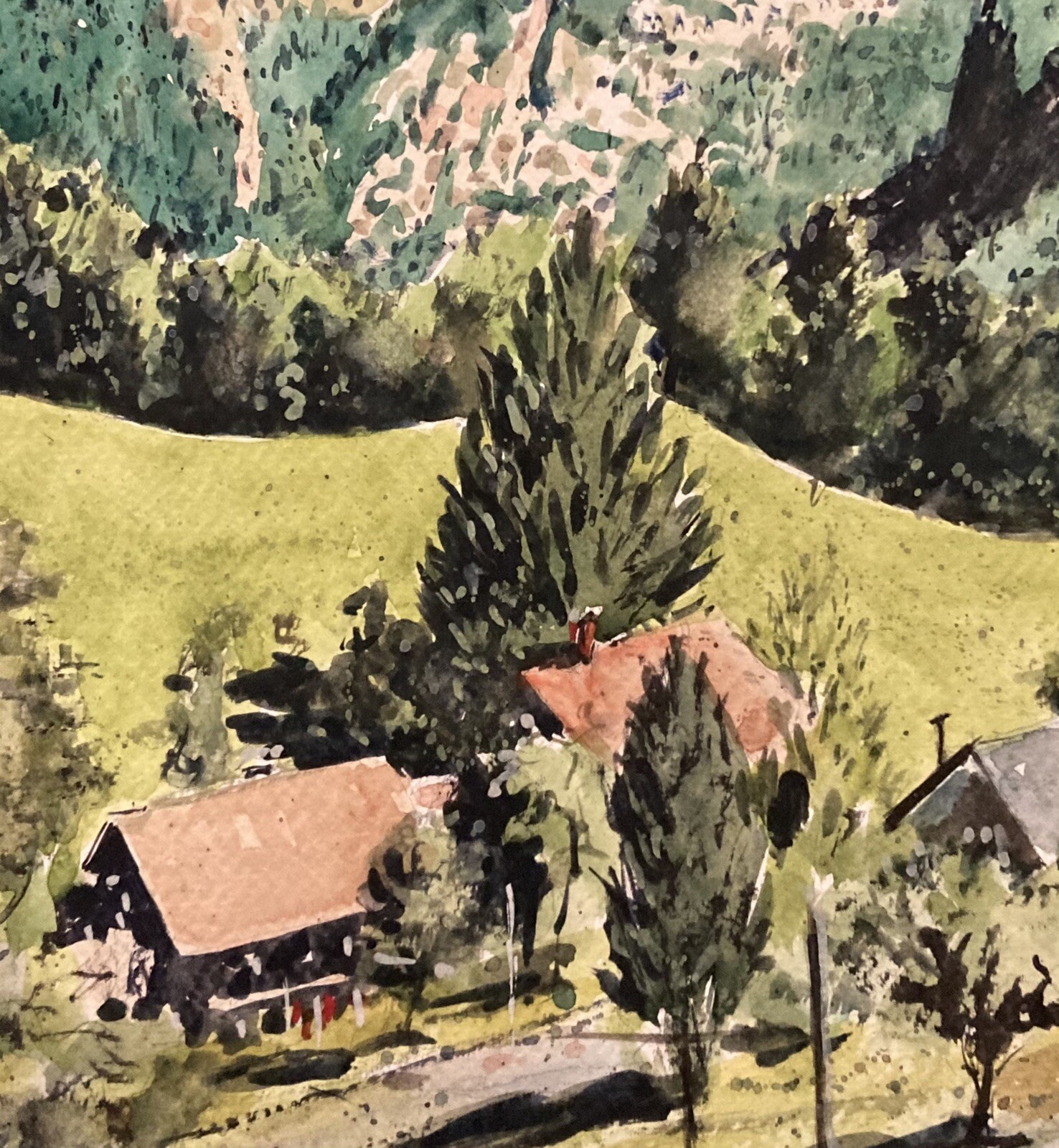 Original Watercolor Painting French Alps 7” X 11” NOT A PRINT