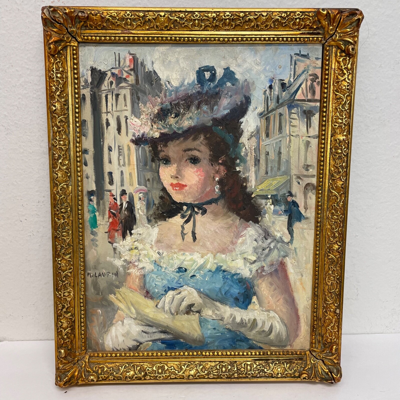 Mid-20th C. French School Oil Painting M. Laurin, Signed 15 x 19 Framed