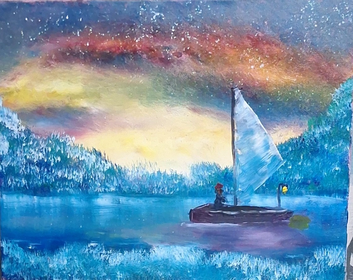 The Heavenly Sailing, Acrylic Painting – 16×20 Hand Painted Artwork on Canvas