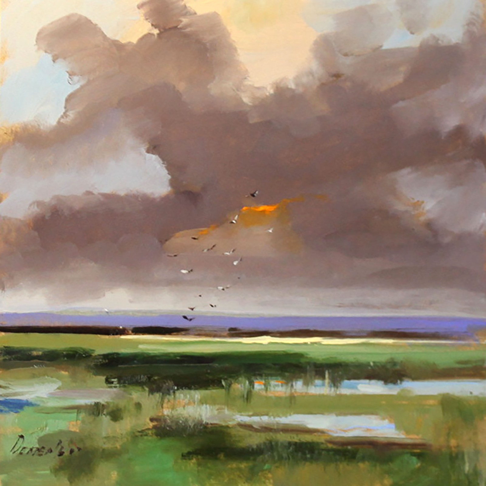 LANDSCAPE Oil painting contemporary 8×8 UKRAINE