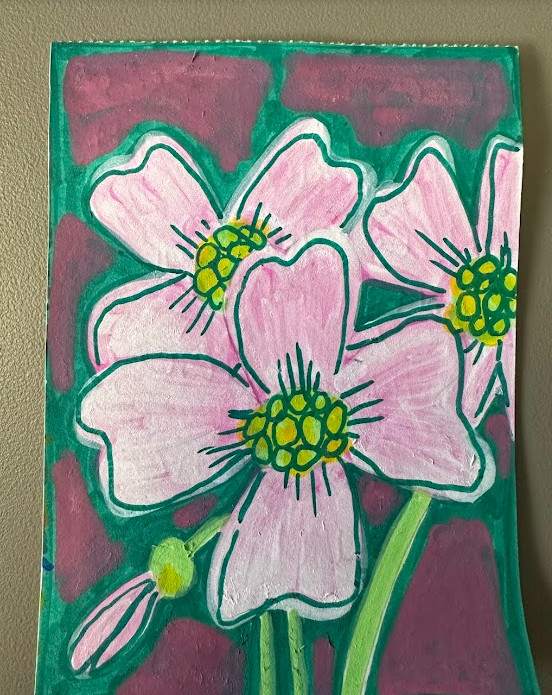 ACEO original art card Massachusetts State Flower May Flower (21/50)
