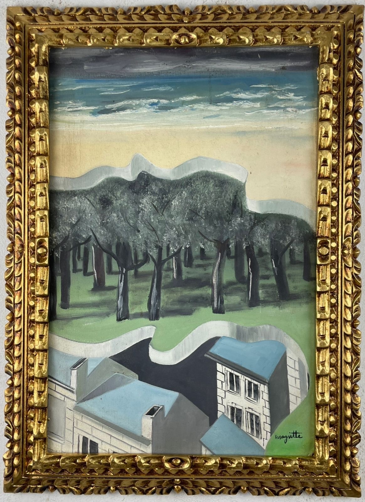 René Magritte (Handmade) Oil On Canvas Painting signed and stamped