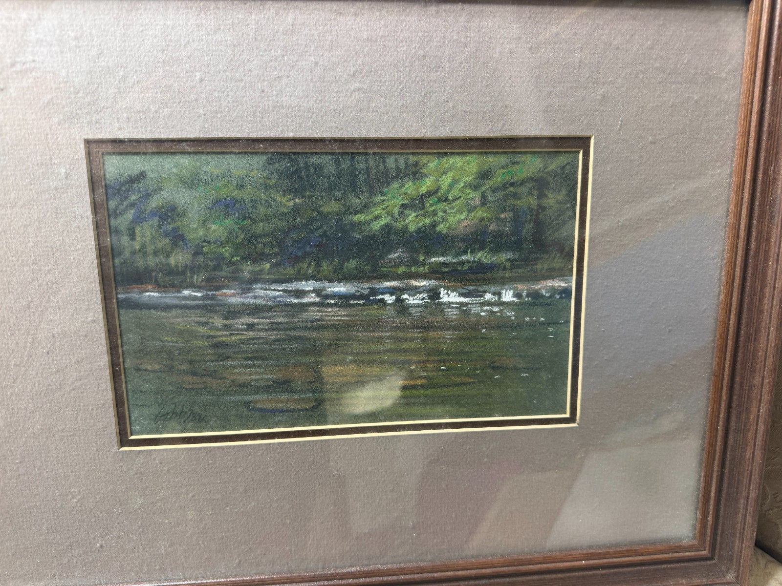 Gibbs 1988 “River Landscape Scene” Pastel Painting – Signed And Framed