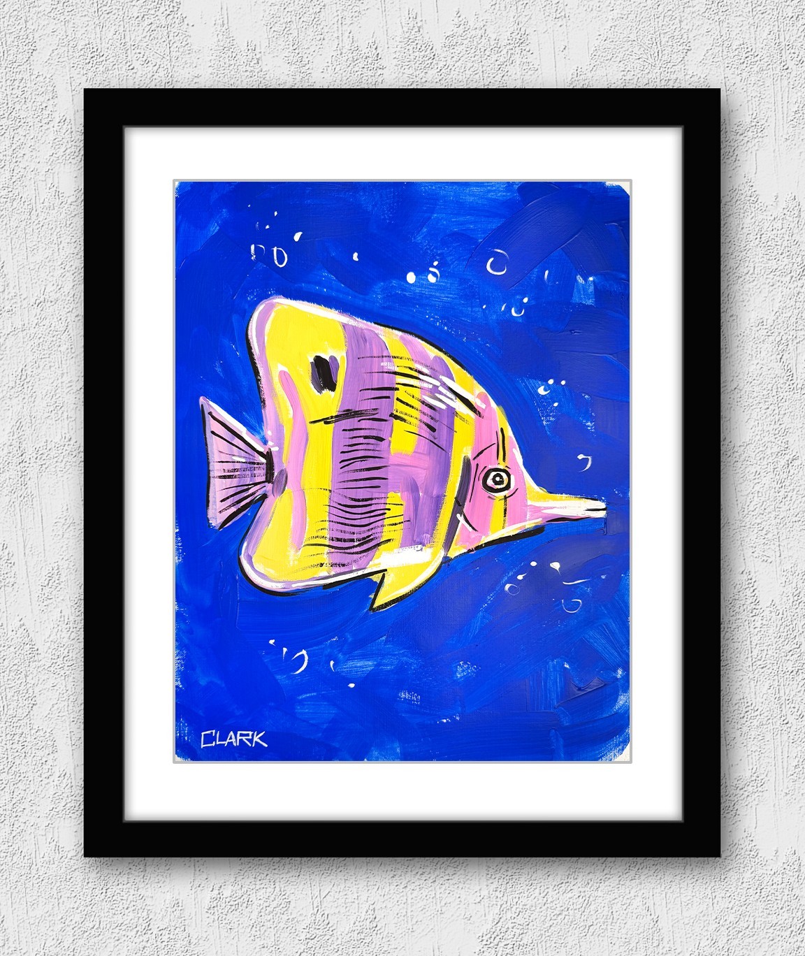 Original Butterflyfish Ocean Pop Art Acrylic Painting – 11×14″ Mixed Media Paper