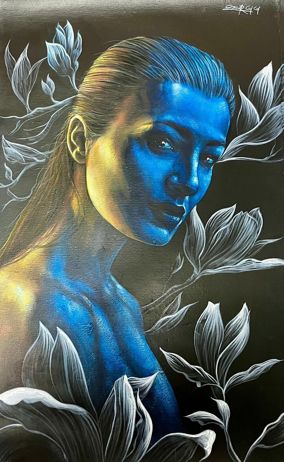 Oscar Garcia ,acrylic,markers/canvas 14×22 In “Mirada Abstracta.