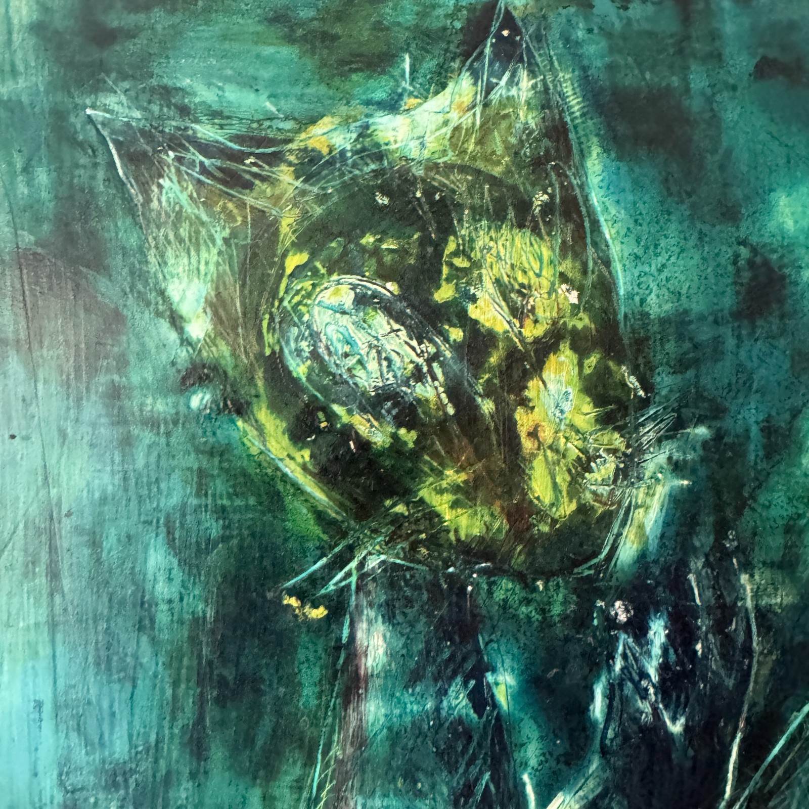 Vintage MCM 1956 Oil Painting Abstract by Charles Pebworth Louisiana 40″ x 28.5″