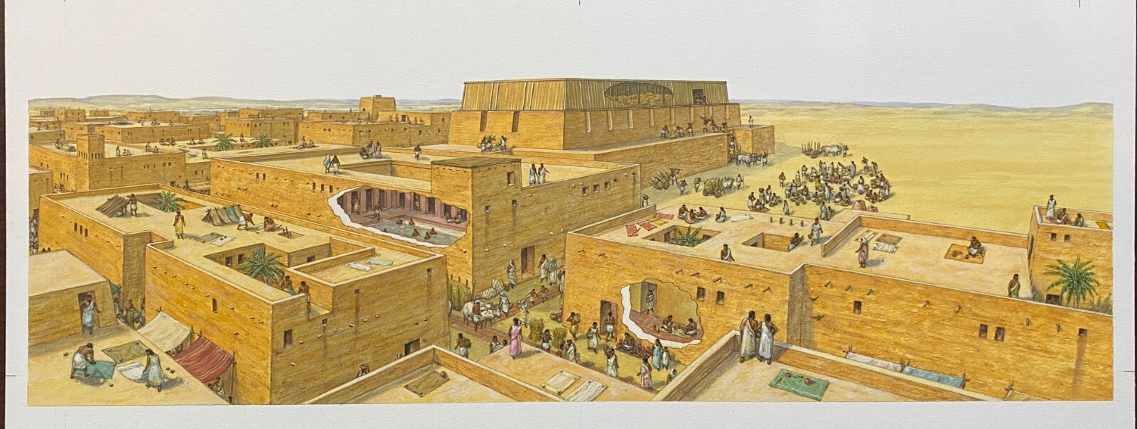 Original Artwork by Richard Hook of 2500 BCE settlement Mohenjo-daro, Pakistan