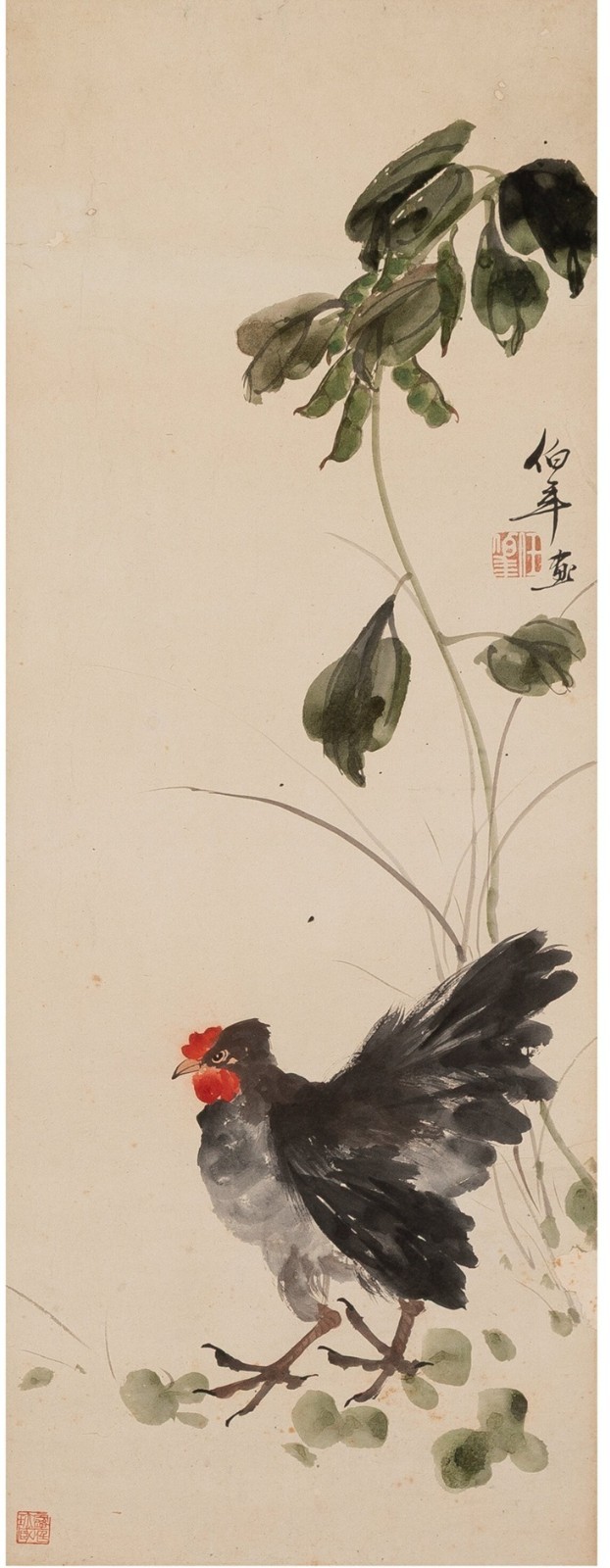 A183 Chinese Ink and color on paper Rooter Attributed to Ren Bonian (1840-1896)