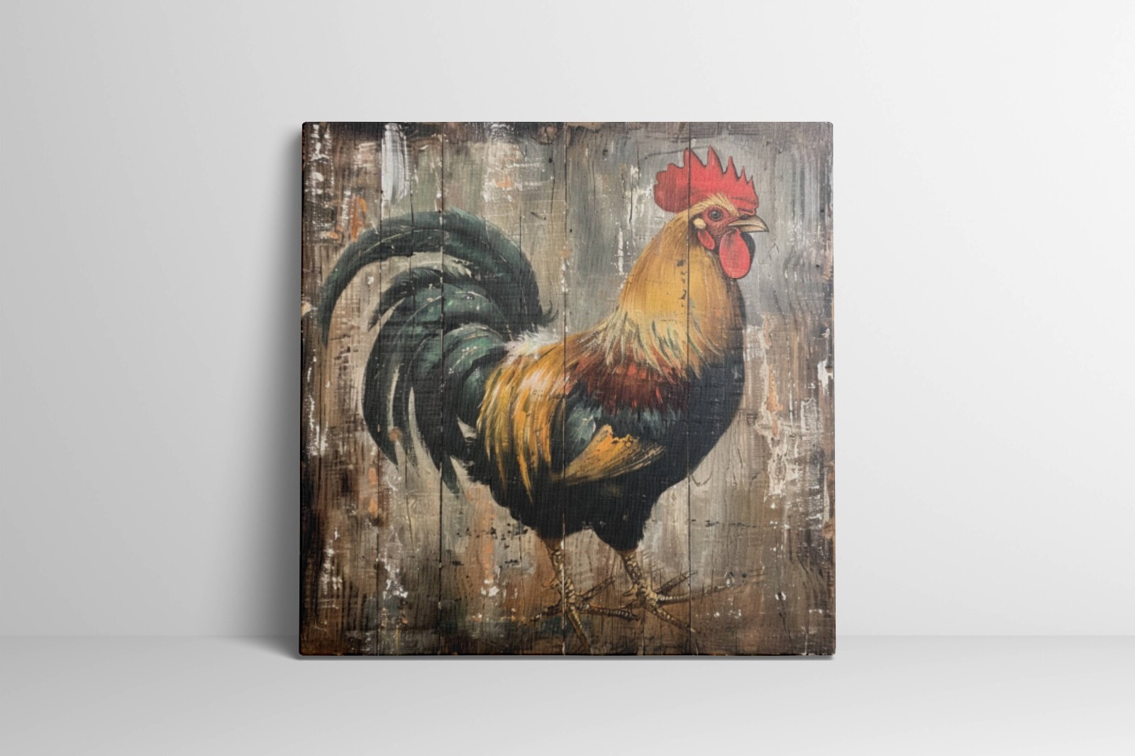 Rooster Painting, Farm Animals Artwork, Chicken Painting Rustic Farmhouse Print