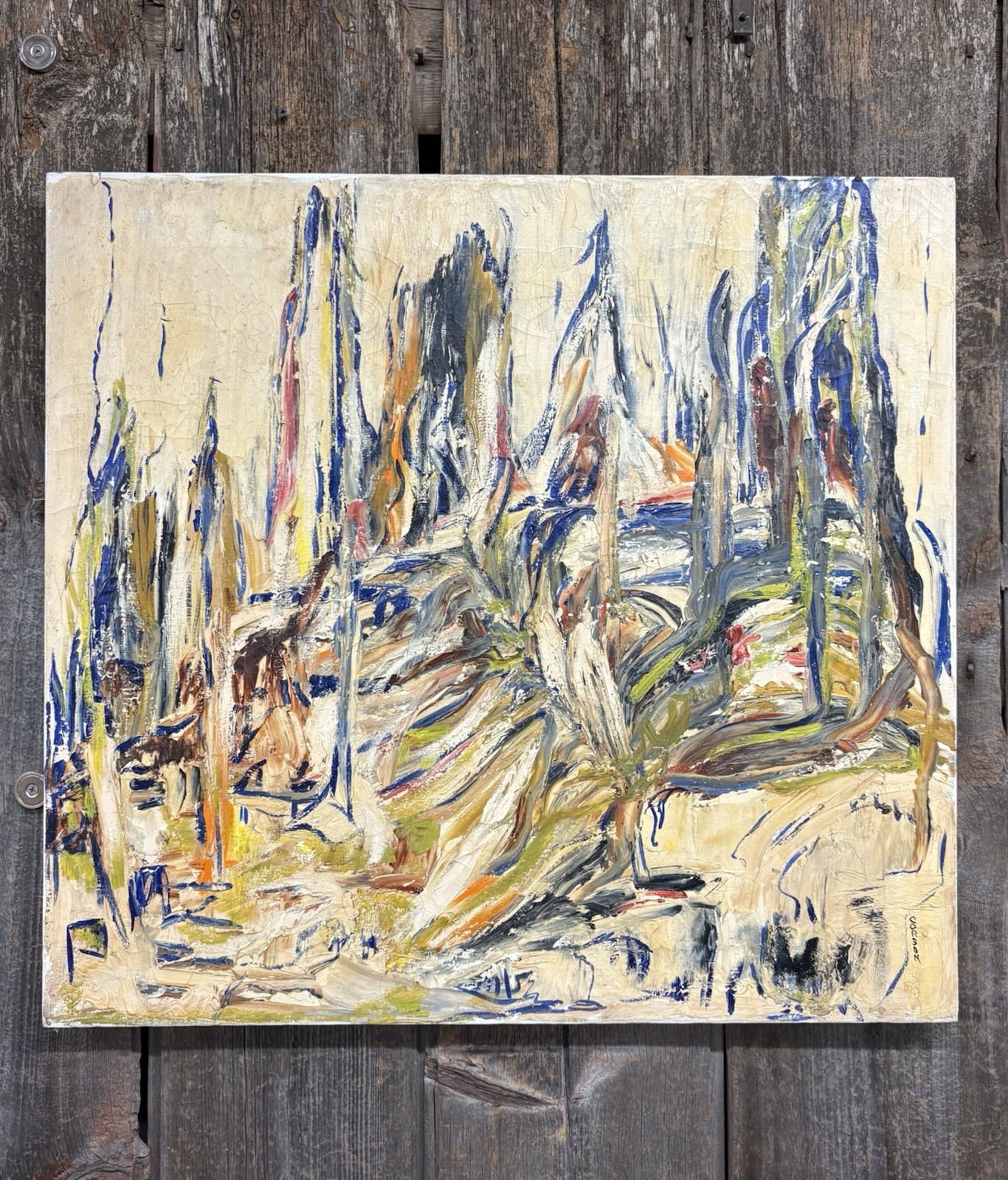 Amazing RARE Colorful Vintage Abstract Expressionist Oil Painting Signed CORSON