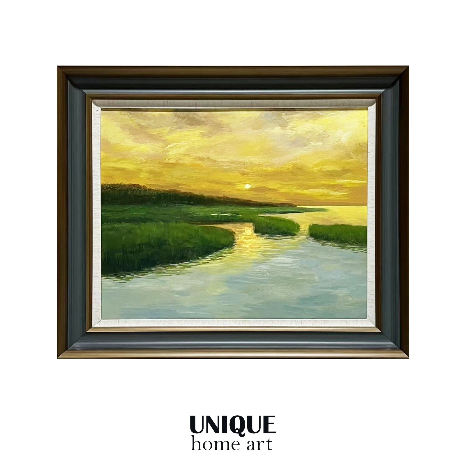 UniqueHomeArt Original Artwork Handmade Painting Wall Art Wood Frame 30in X 26in