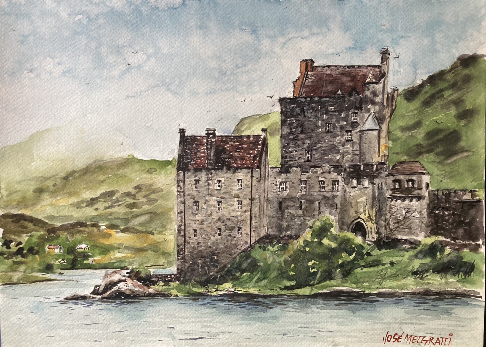 Original Painting in Watercolor “Scotland Castles” 15″x 11” NOT A PRINT