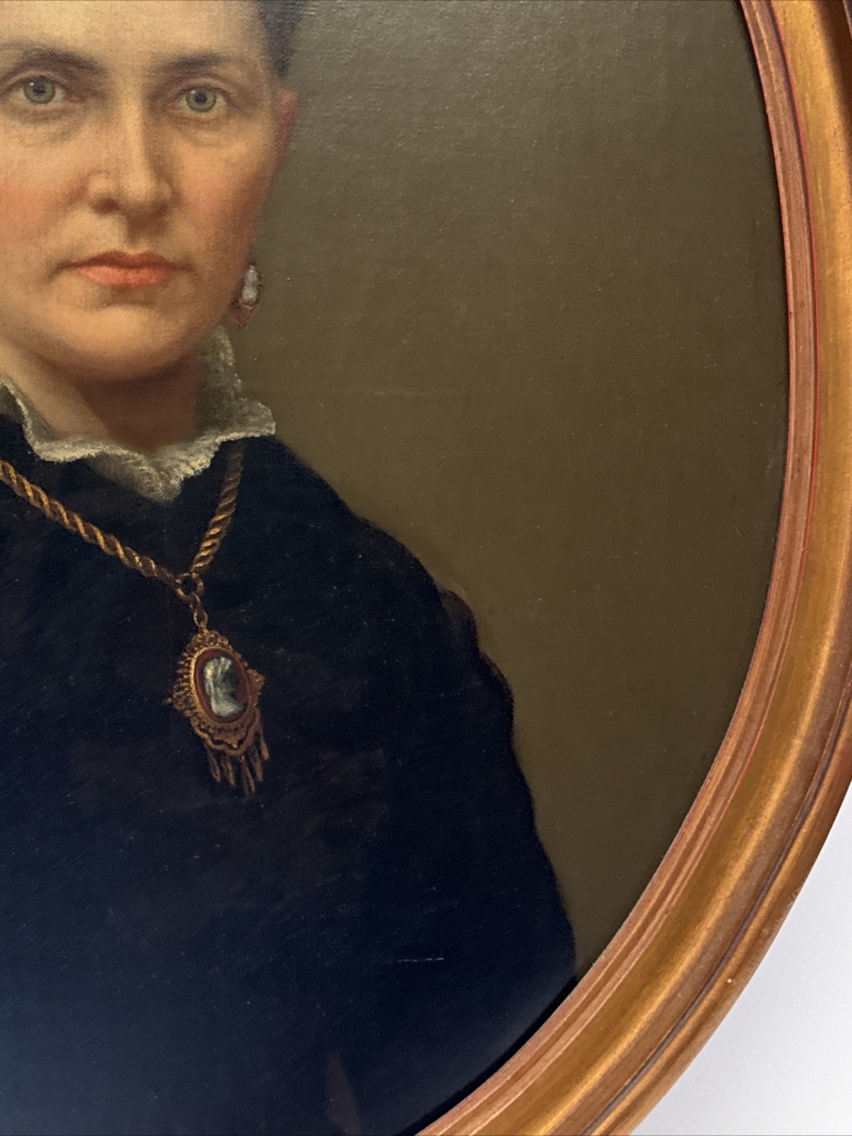 Antique Portrait Painting American Pretty Woman Female Model Estate Heirloom Oil