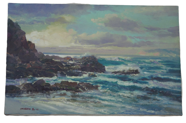 Ocean Waves Oil Painting On Canvas by Angel Castillo 23 In x 16 In.