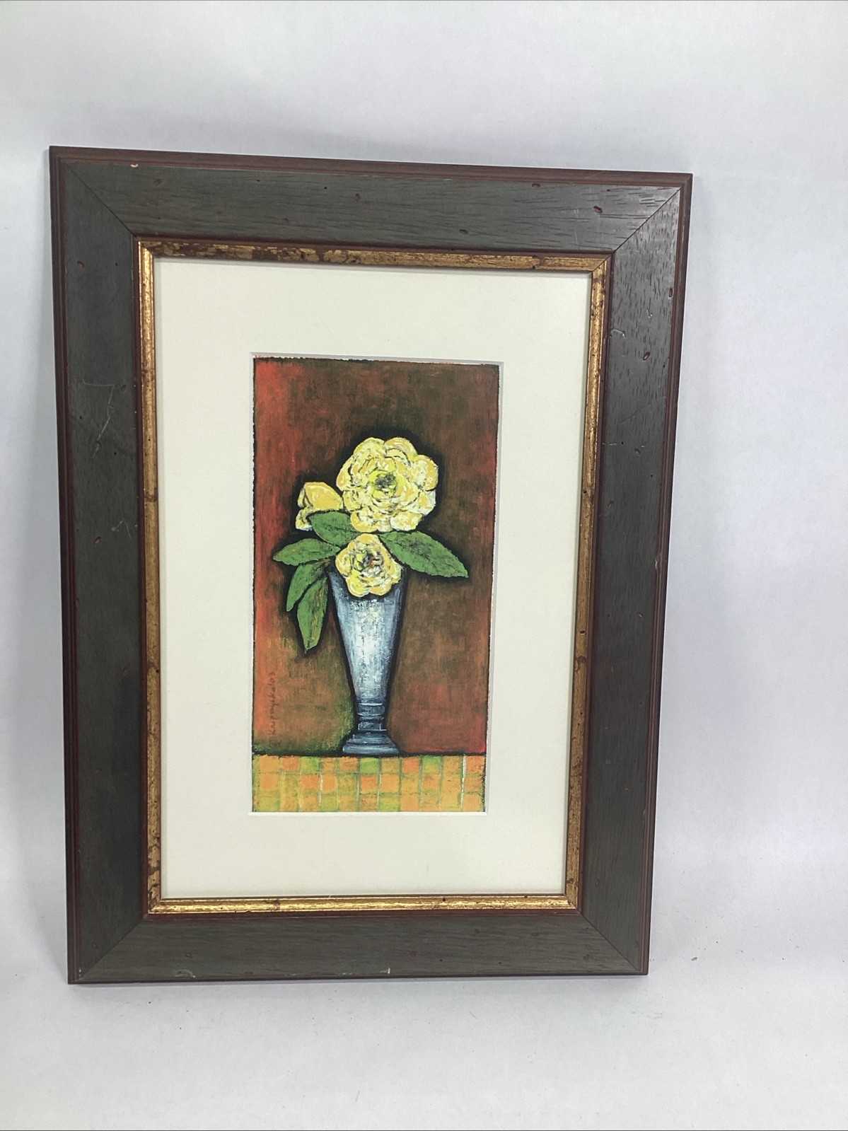 Floral Watercolor Painting – Flower In A Vase – Framed – 18×13”