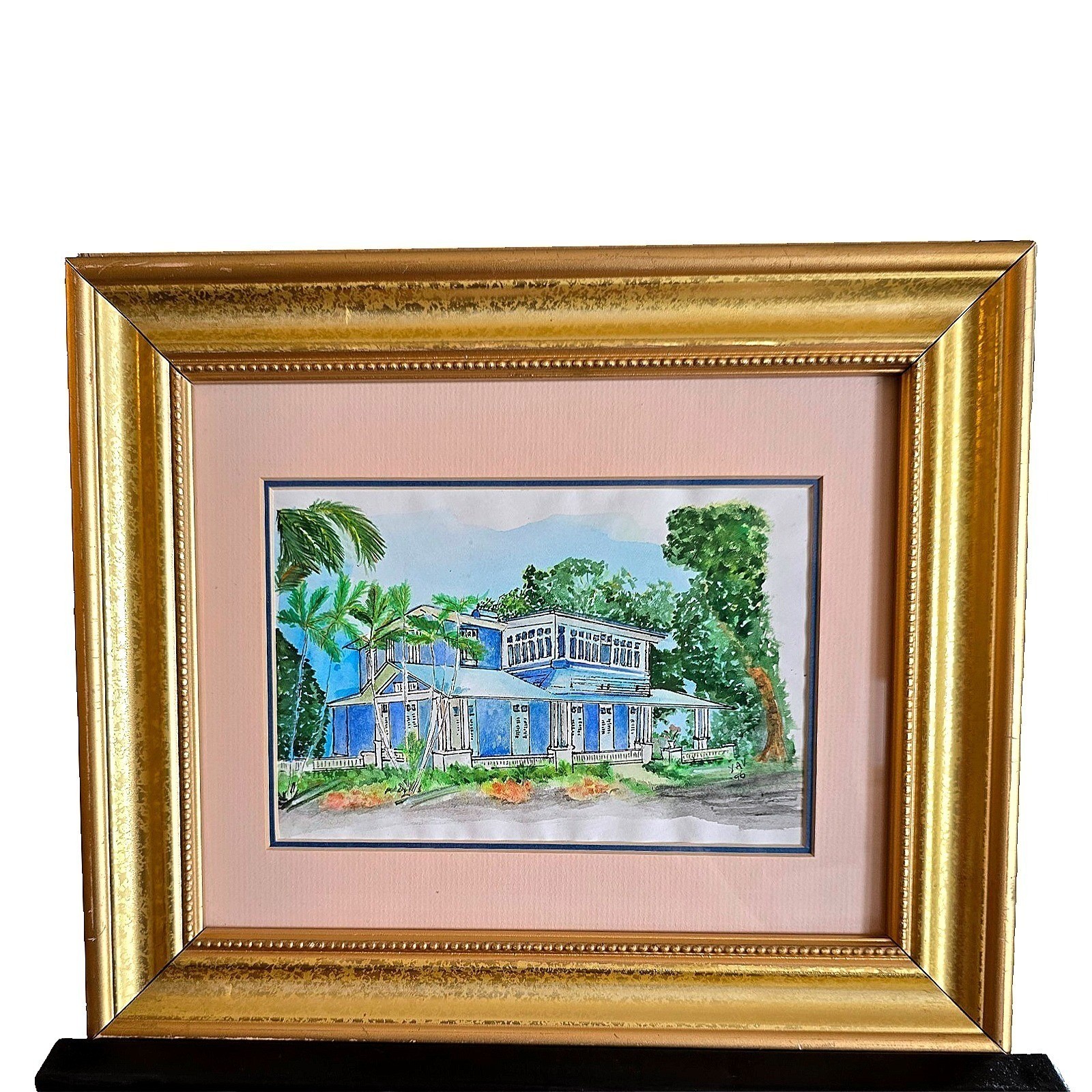 VTG Key West Art “Nine One Five” Restaurant Watercolor Signed YAV 1996 Framed FL