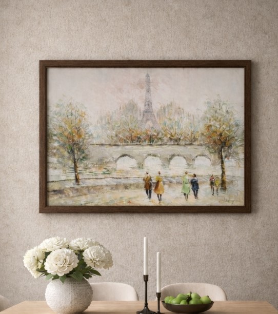 Impressionist Painting Paris Street. Eifel Tower W16xH12 C. Burnett style art