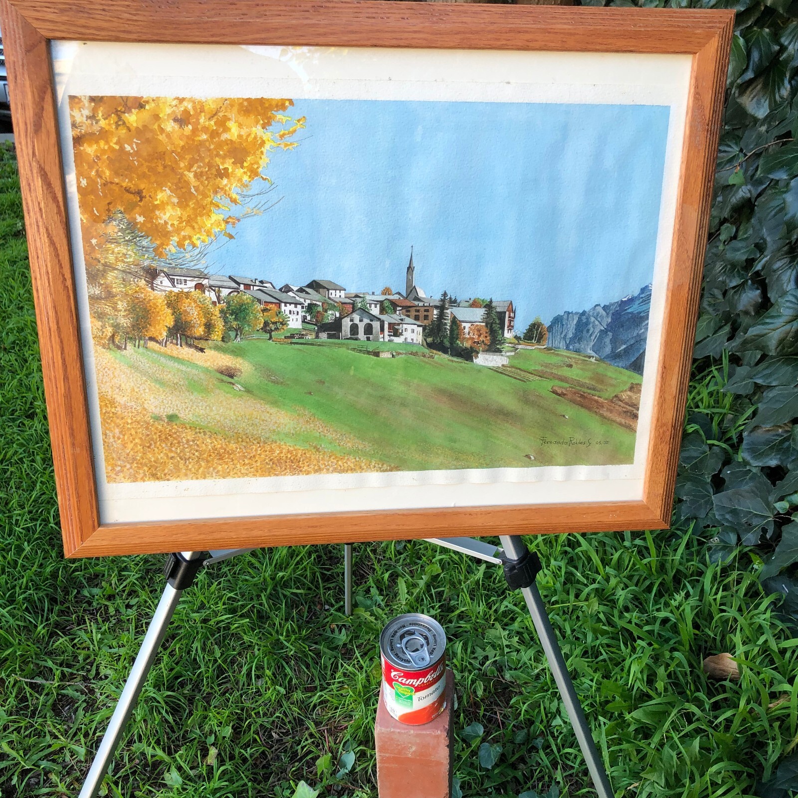 FERNANDO ROBLES Original SWISS ALPS LANDSCAPE WATERCOLOR LISTED MEXICAN ARTIST