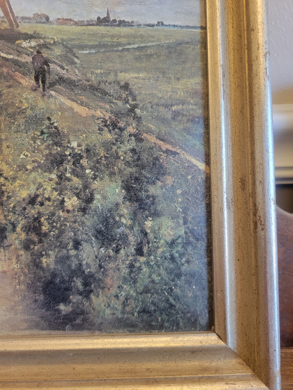 Vintage Dutch Windmill Landscape Painting Purchased I979 In Amsterdam