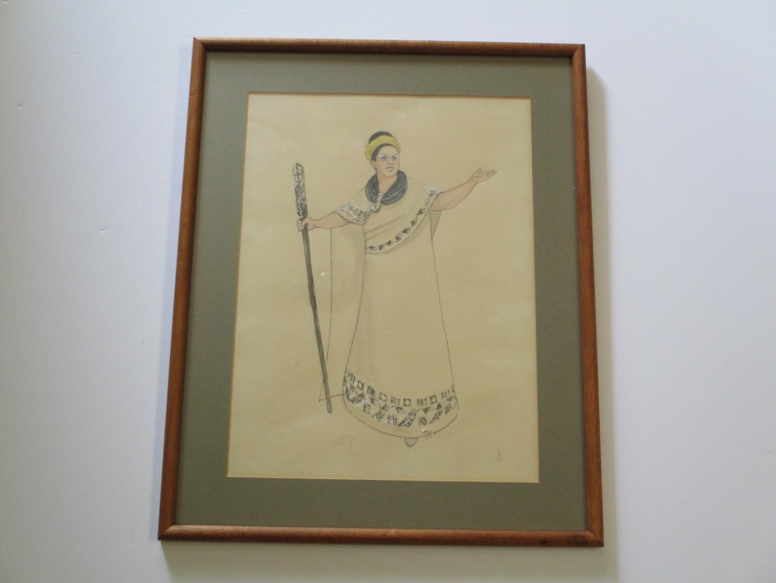 PETER LEE PAINTING NATIVE TRIBAL PORTRAIT POLYNESIAN? HAWAIIAN ? VINTAGE SIGNED