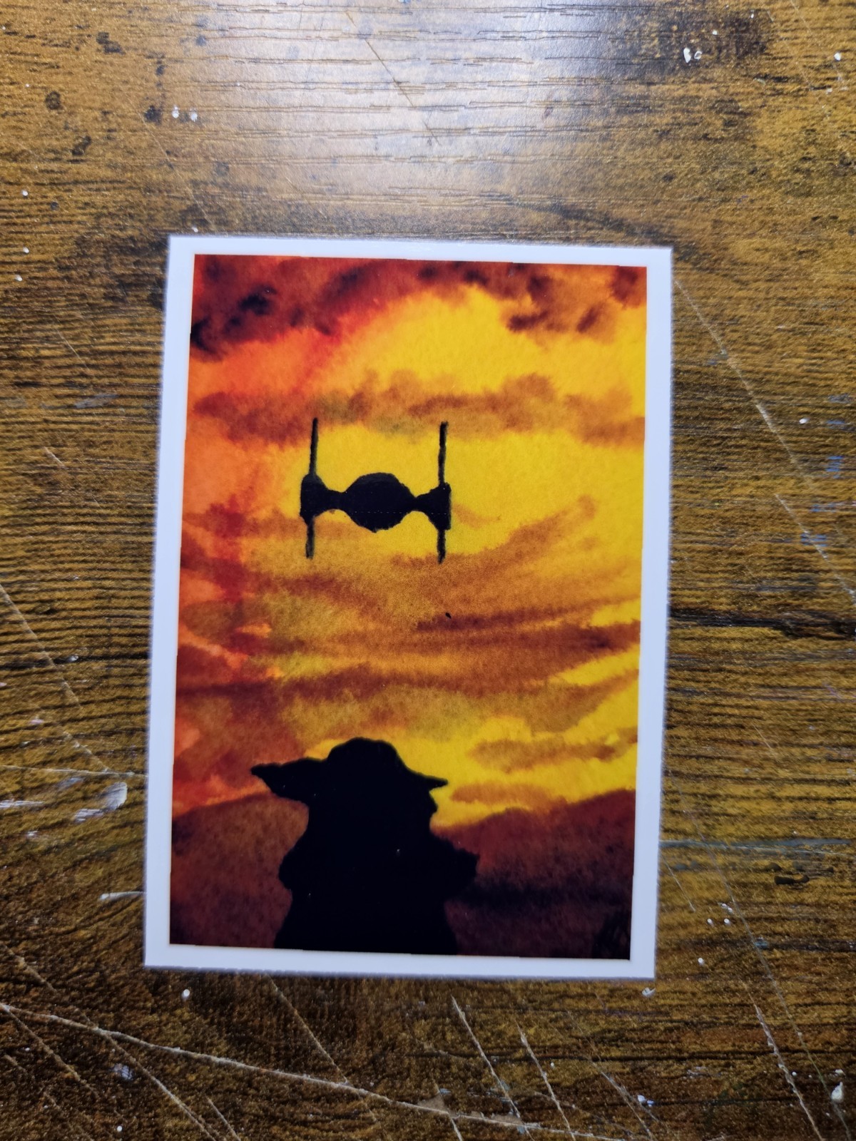 ACEO *Art Print Original Yoda. The Mandalorian. Star Wars Watercolor. Art Card