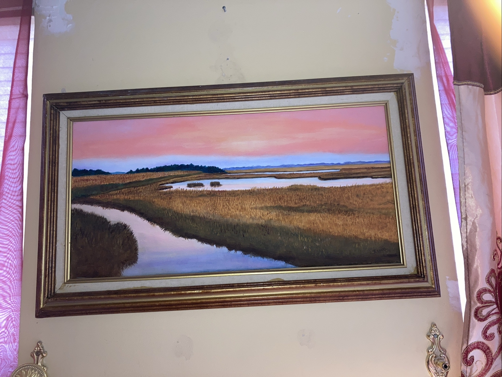 J. Hall – Framed Early Multicolor 20th Century Oil, Potomac River Ocean View