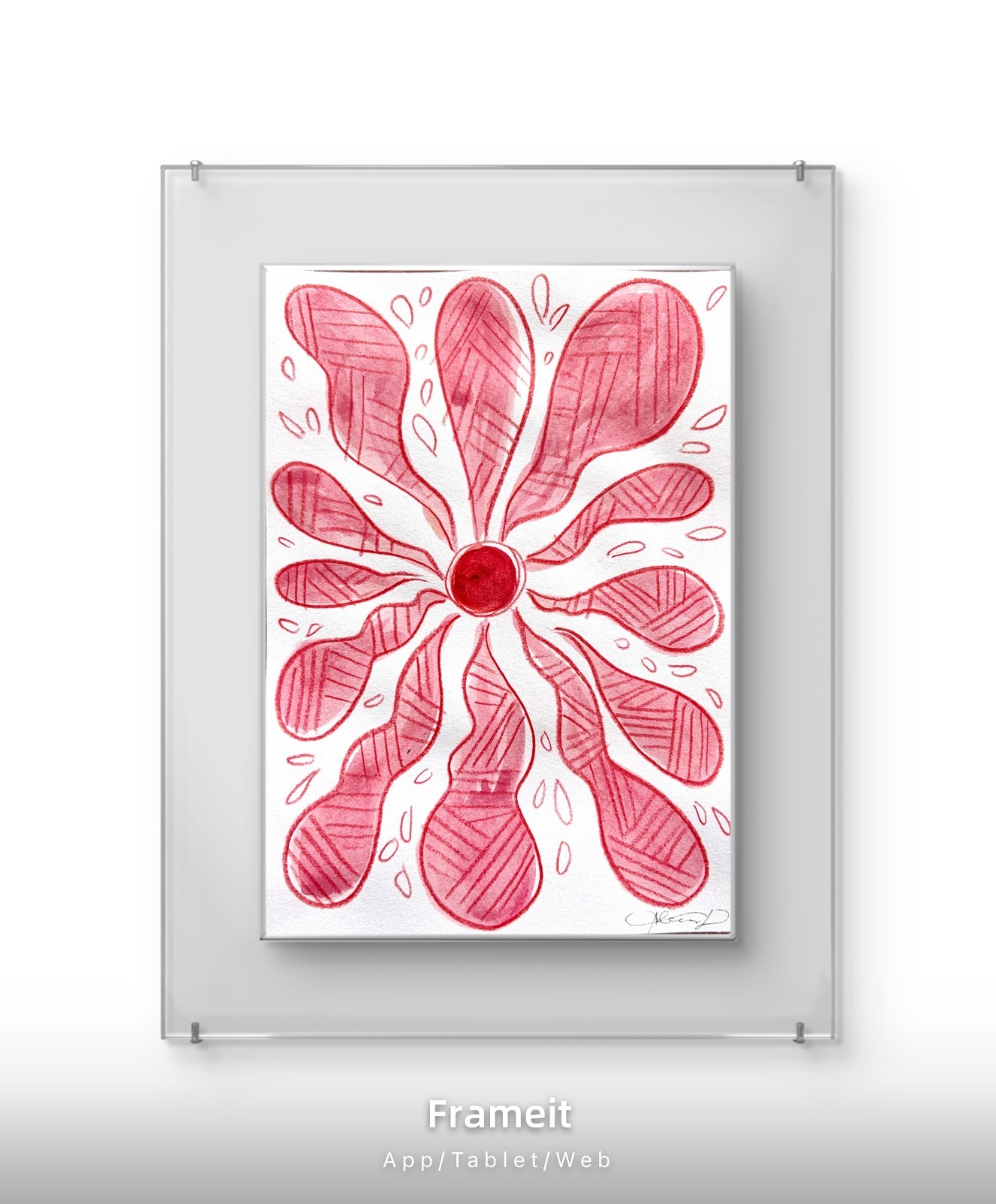 Original Strawberry Boho Flowers Painting by Alannah Dyer- Art 5×7 in. Plants