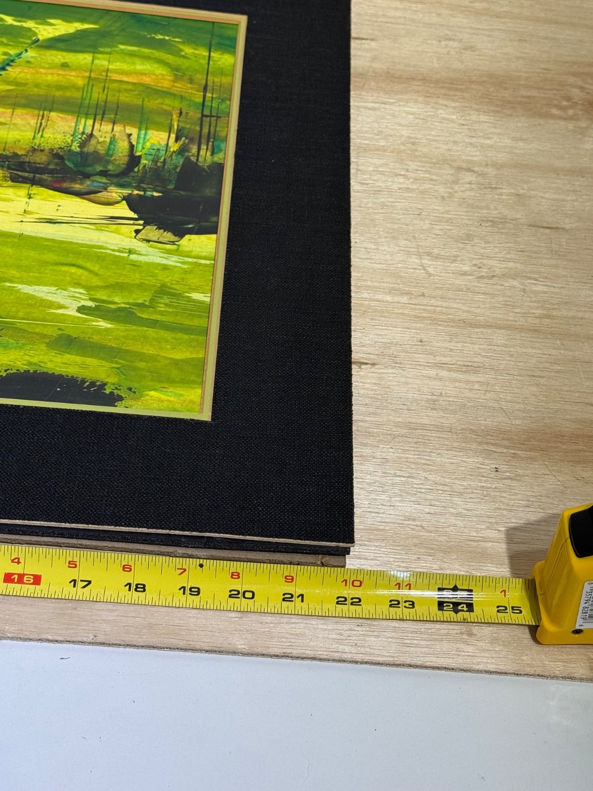 Vintage MCM Abstract Green Tone Sailboat Modern Art Wall Hanging Mid Century Art