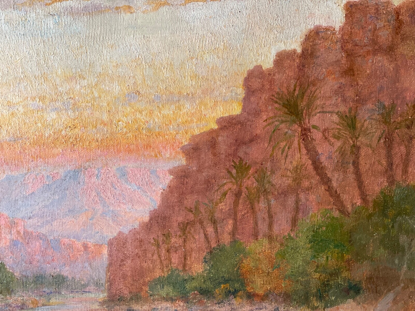 19th Century JOHN LEWIS SHONBORN Signed – Sunset in the Canyon – Oil on Canvas
