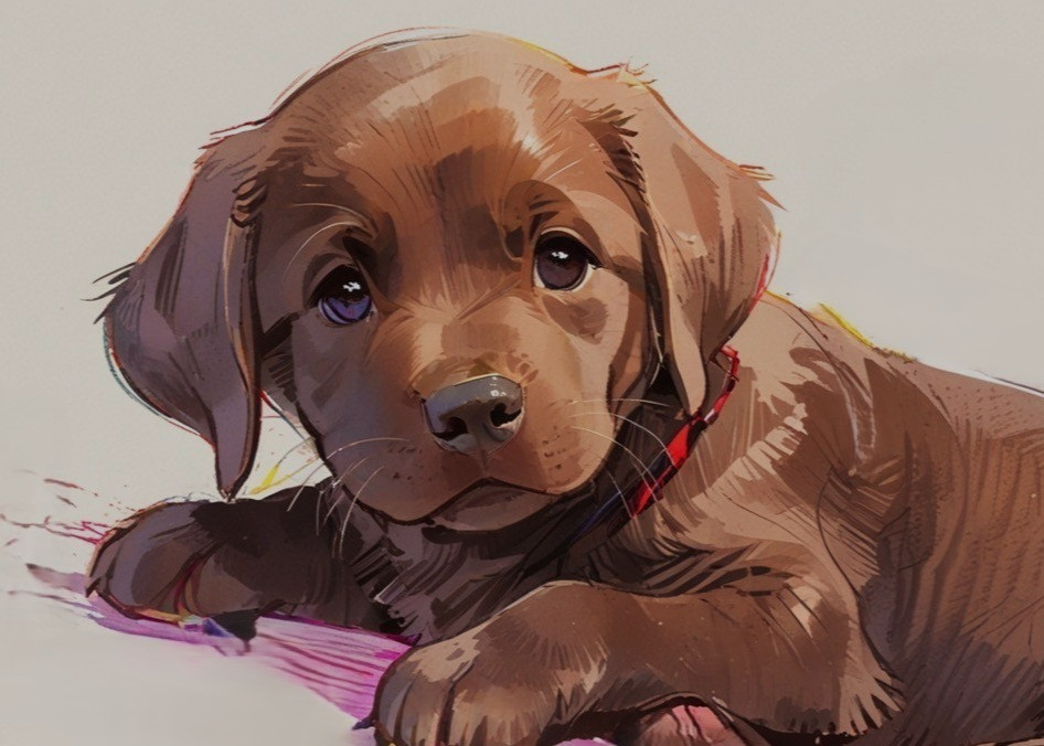 ACEO Mini *Art Print* Baby Chocolate Brown Lab Labrador Dog Puppy by Saulite