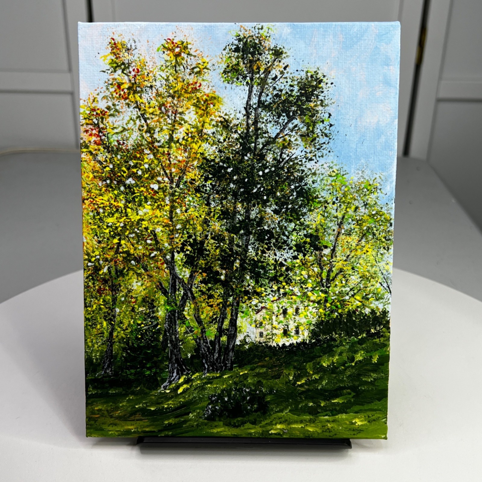 Morning Glory Acrylic Painting Original Art by Deb Bossert On Canvas 6×8 Inches
