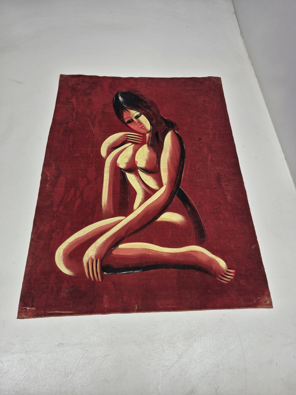 ART Vintage Woman Velvet Painting 21 x 15