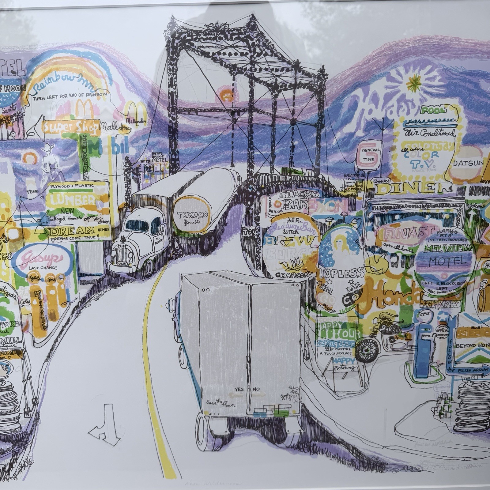 Vintage 1977 Ronald Julius Christensen “Neon Wilderness” Serigraph – Signed 40”W