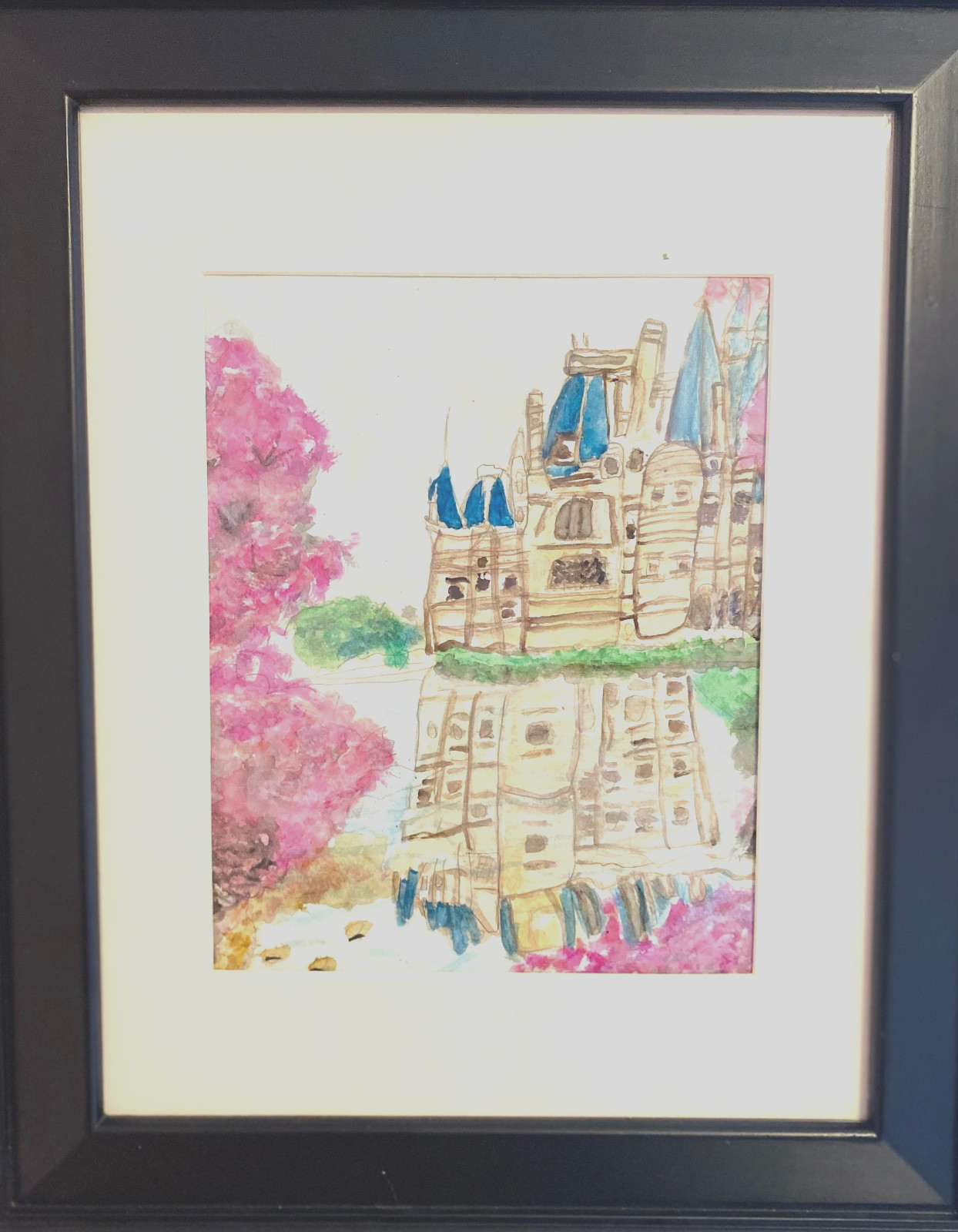 Hand Painted Watercolor Castle Painting, Hand Painted by Seller