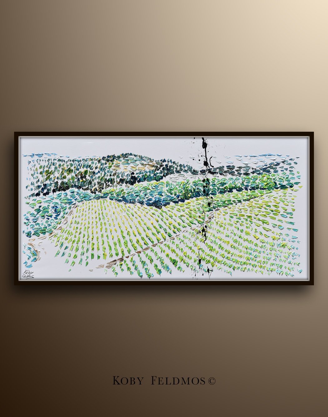 Landscape painting 67” Vineyard during summer time, original & handmade item