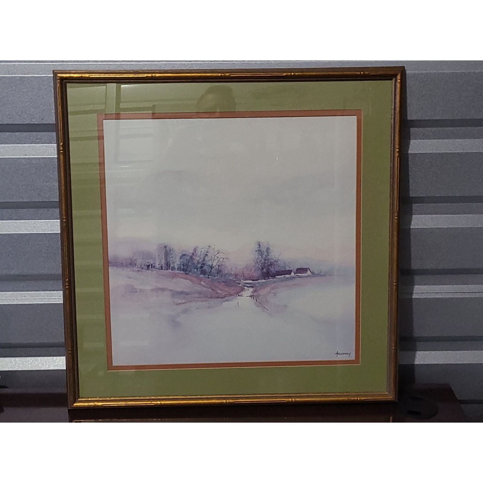 Vintage Original Watercolor painting by Ackerman Matted and Framed 25 x 25