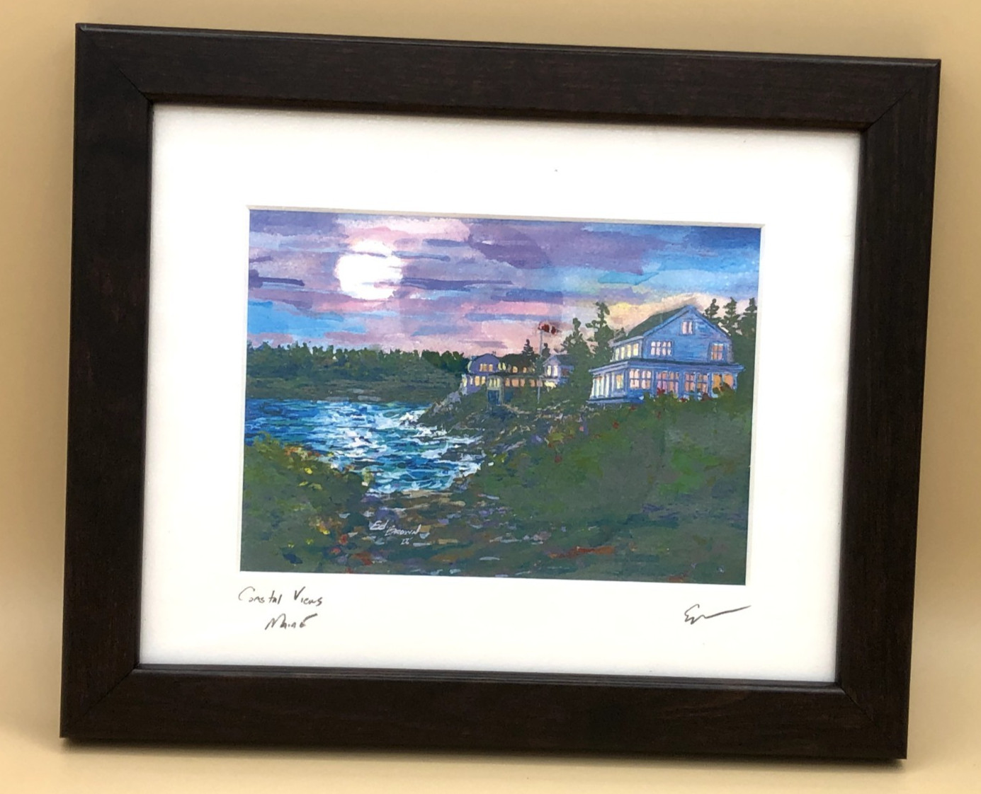 “Coastal Views – Maine” Scenic Painting by Ed Brown – Signed, Dated, Framed
