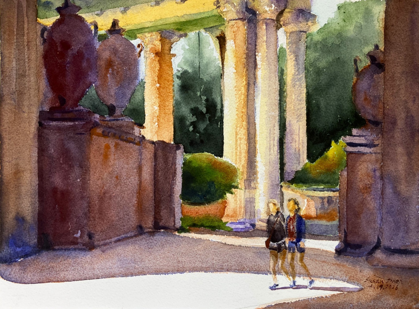 Original watercolor painting 16×12 artwork of “Palace of Art” Not a Print